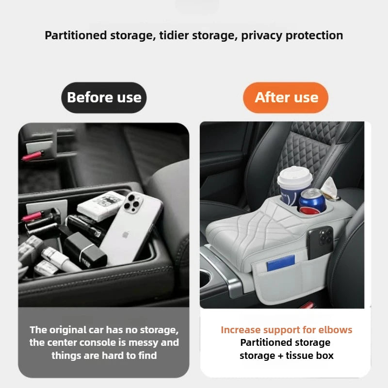 CowLost | product_id-car-armrest-cushion-with-2-side-pockets-2-cup-holders-tissue-box-cover |3