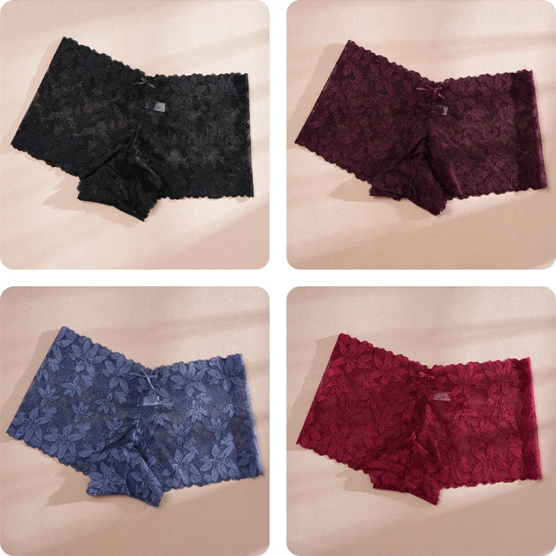 CowLost | activewear-pants-4pcs-womens-low-waist-lace-boyshorts-underwear |20