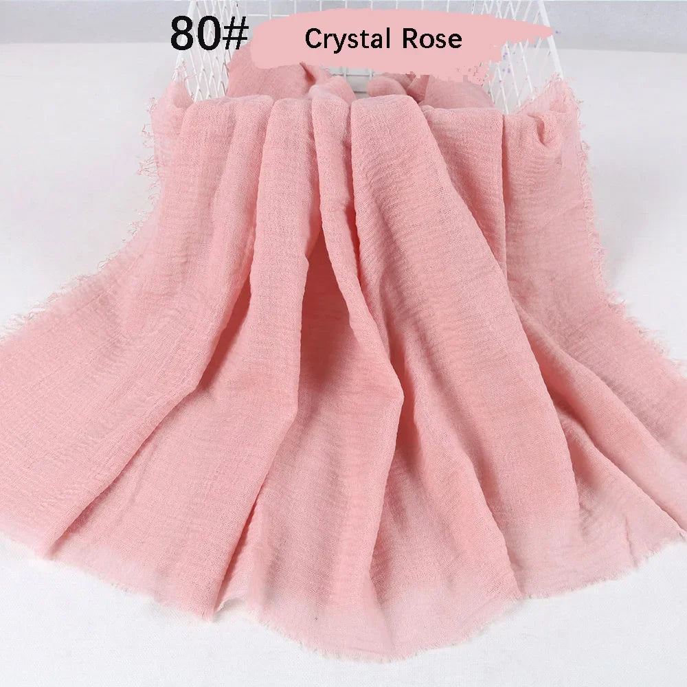 180X90CM Muslim Women Crinkle Hijab Soft Cotton Scarf