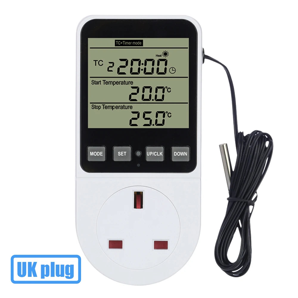 LCD Timer Socket Thermostat Temperature Controller AC110-230V for Heating Cooling