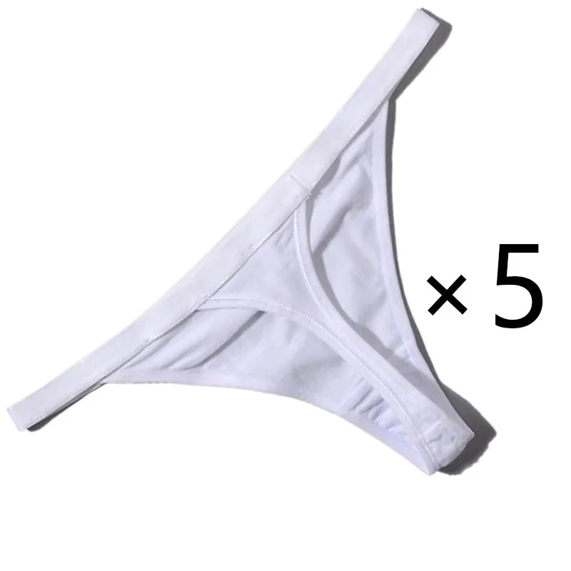 CowLost | 5pcs-women-rib-g-string-thongs-sexy-female-low-waist-panties |11