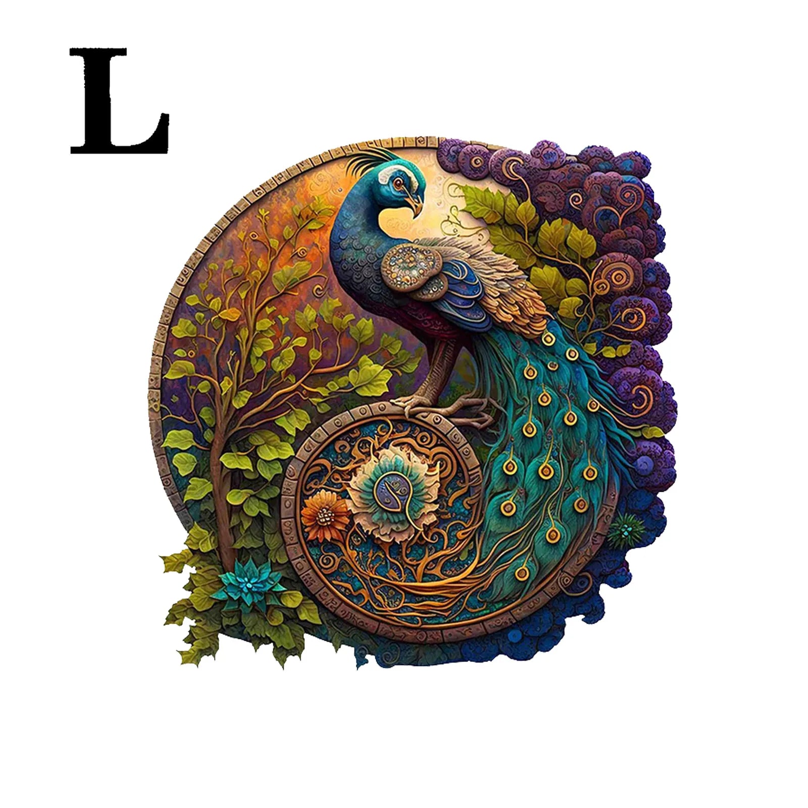 CowLost | product_id-round-wooden-peacock-jigsaw-puzzle-gift |9