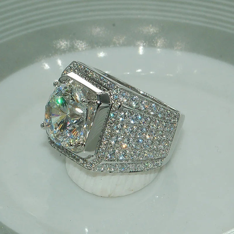 European American Crystal Stainless Steel Square Zircon Rings for Men Women Engagement Jewelry