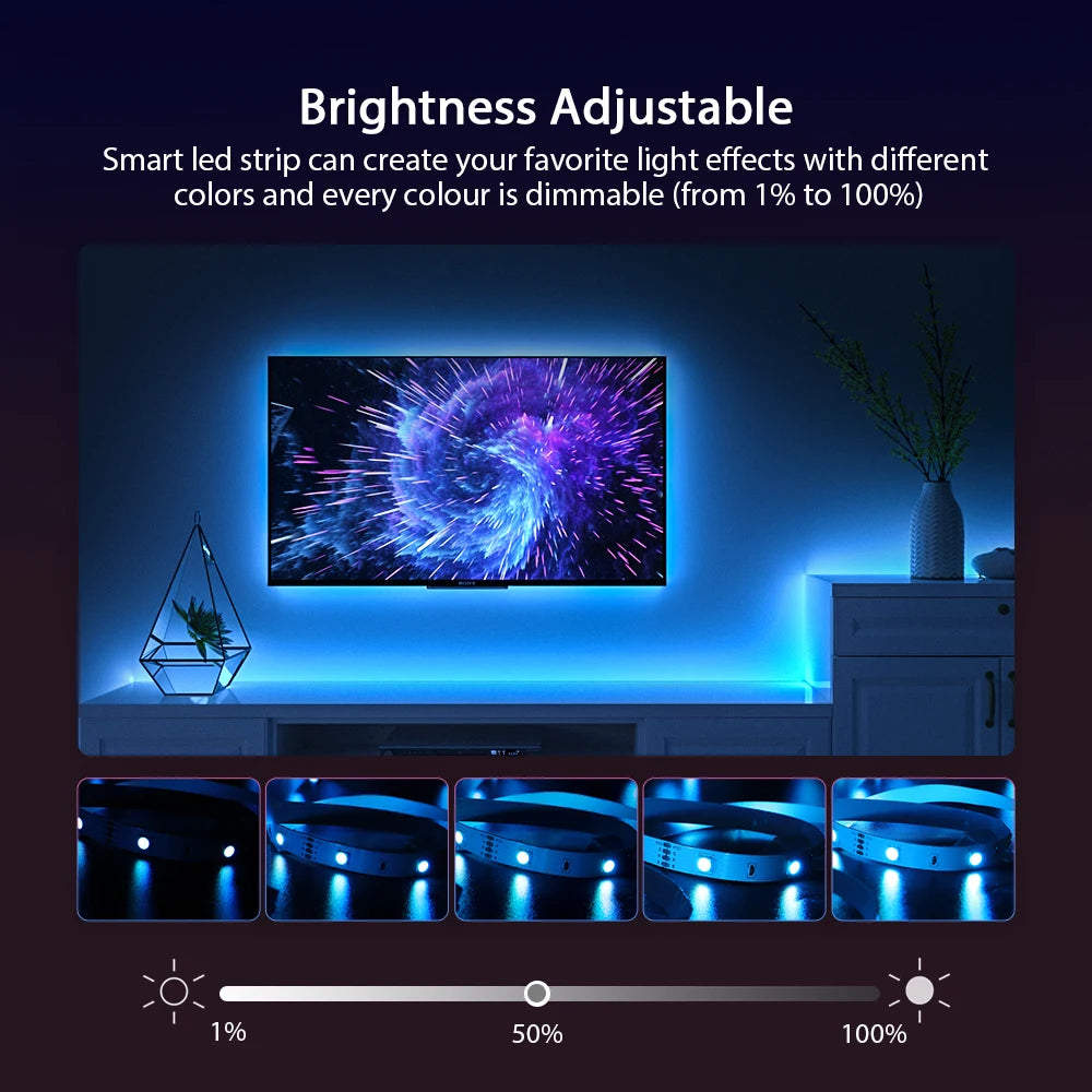 Mexllex RGB LED Strip Light 30M/20M/15M Flexible Tape DC 24V/12V APP & Remote Music Sync