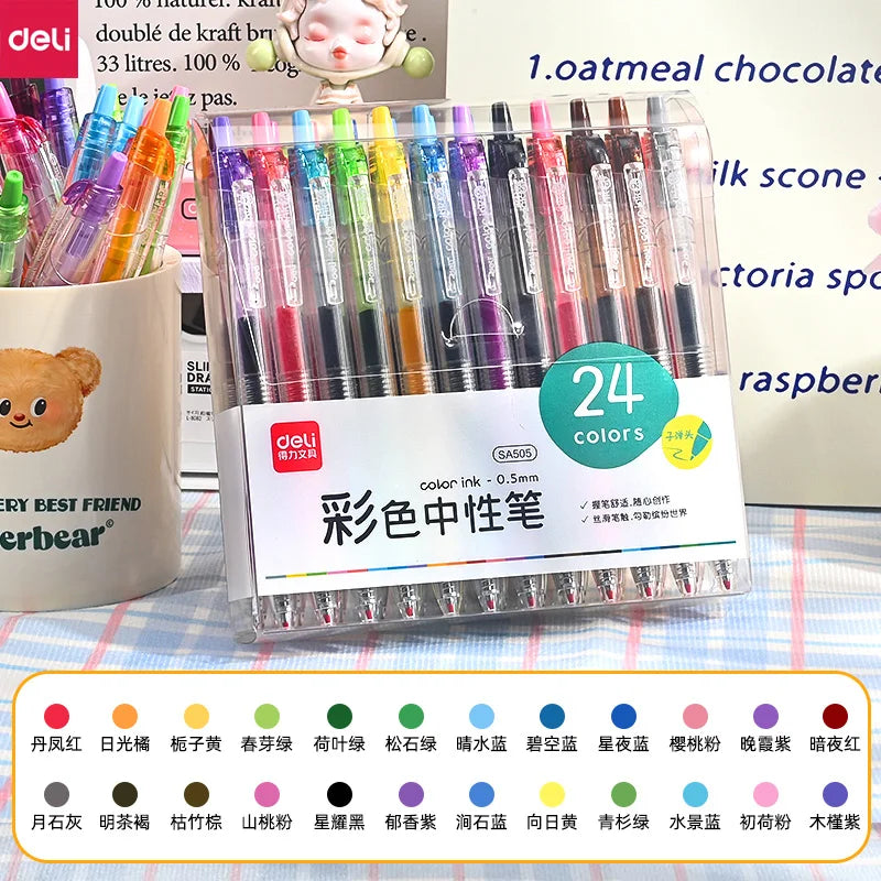 CowLost | product_id-deli-24-color-gel-pens-set-12-vibrant-colors-smooth-skip-free-ink-for-writing-coloring-and-projects |1