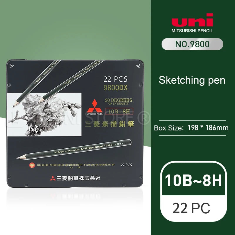 CowLost | product_id-uni-japanese-12pcs-9800-hb-14b-professional-sketch-pencil-set |16