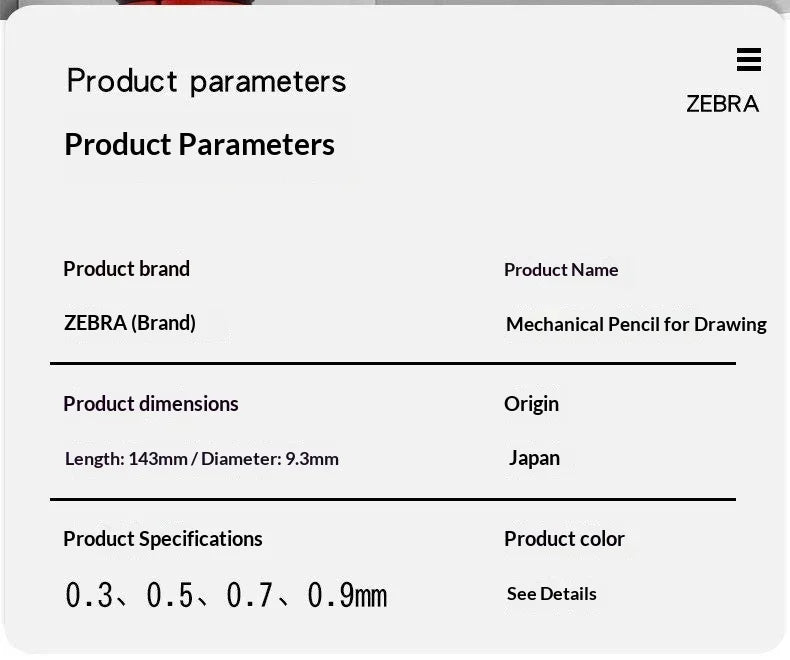 CowLost | product_id-zebra-dm5-300-mechanical-pencil-set-0-3-0-5-0-7-0-9mm-break-resistant-for-technical-drawing-and-school-use |8