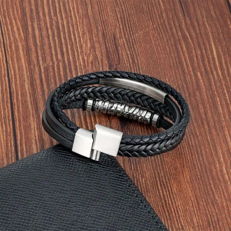 CowLost | multilayer-stainless-steel-insert-bracelet-viking-leather-bracelets-for-men |11