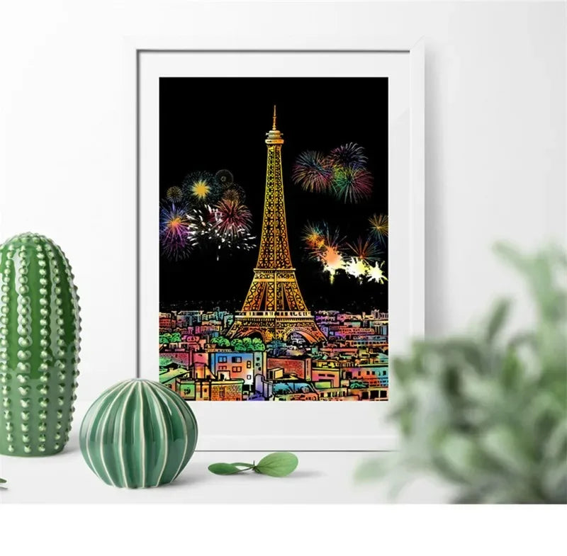 CowLost | product_id-4-piece-a4-diy-scratch-painting-set-landscapes-cities-animals |22