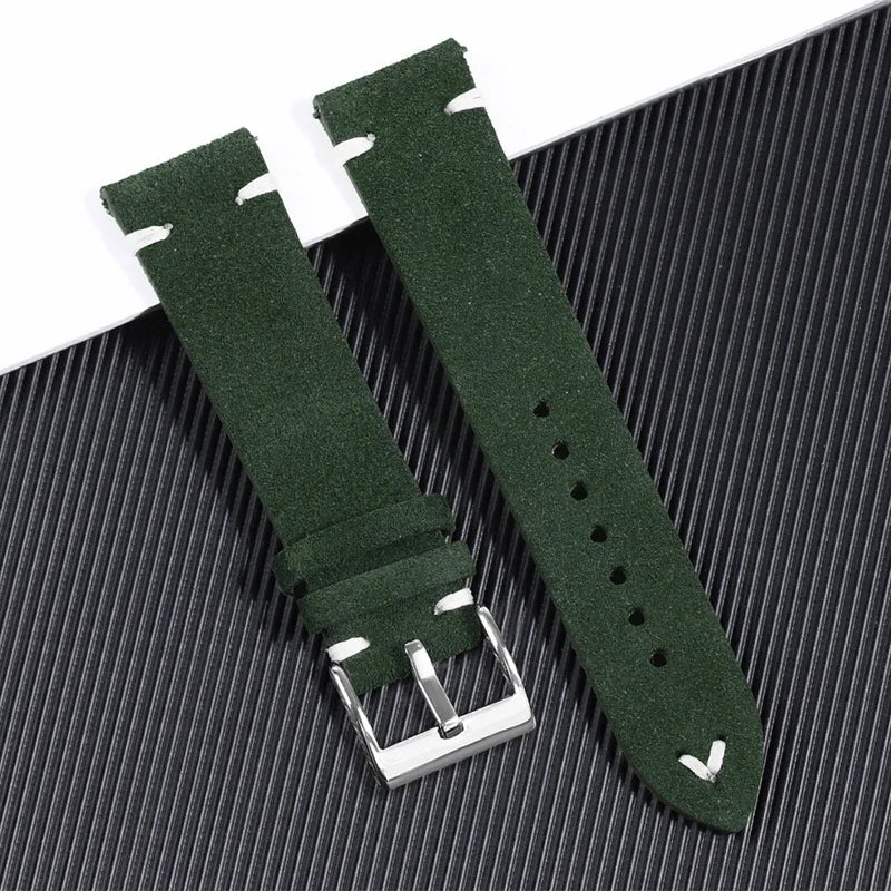 CowLost | product_id-hqstrap-grey-vintage-suede-leather-watch-strap-18-22mm-handmade-stitching-universal-replacement |14
