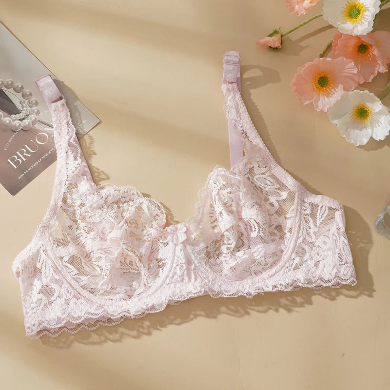 CowLost | sexy-push-up-hollow-out-lace-bras-women-mesh-transparent-lingerie |14