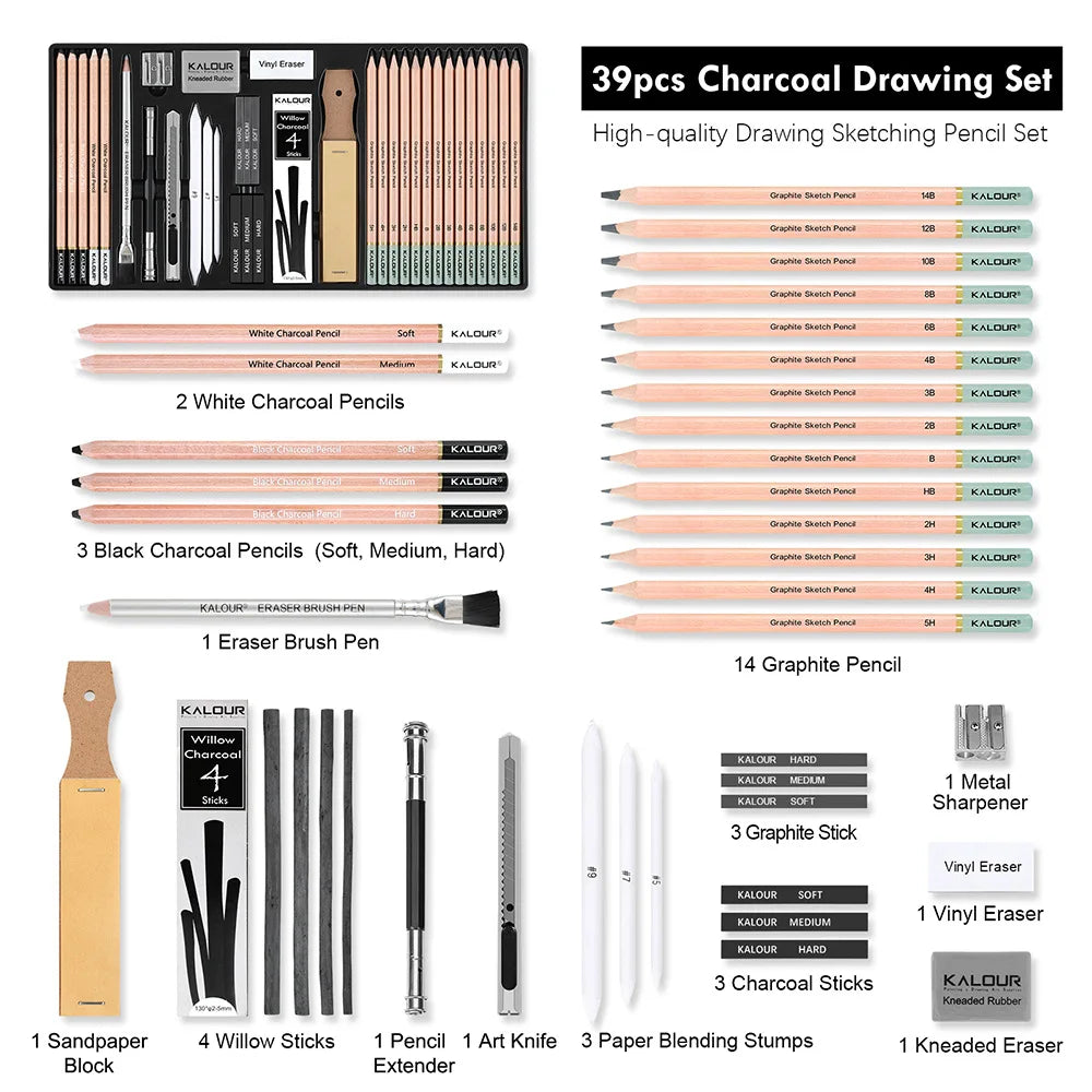 CowLost | product_id-kalour-108pcs-professional-sketching-pencil-set-with-charcoal-sticks-blending-tools-erasers |31
