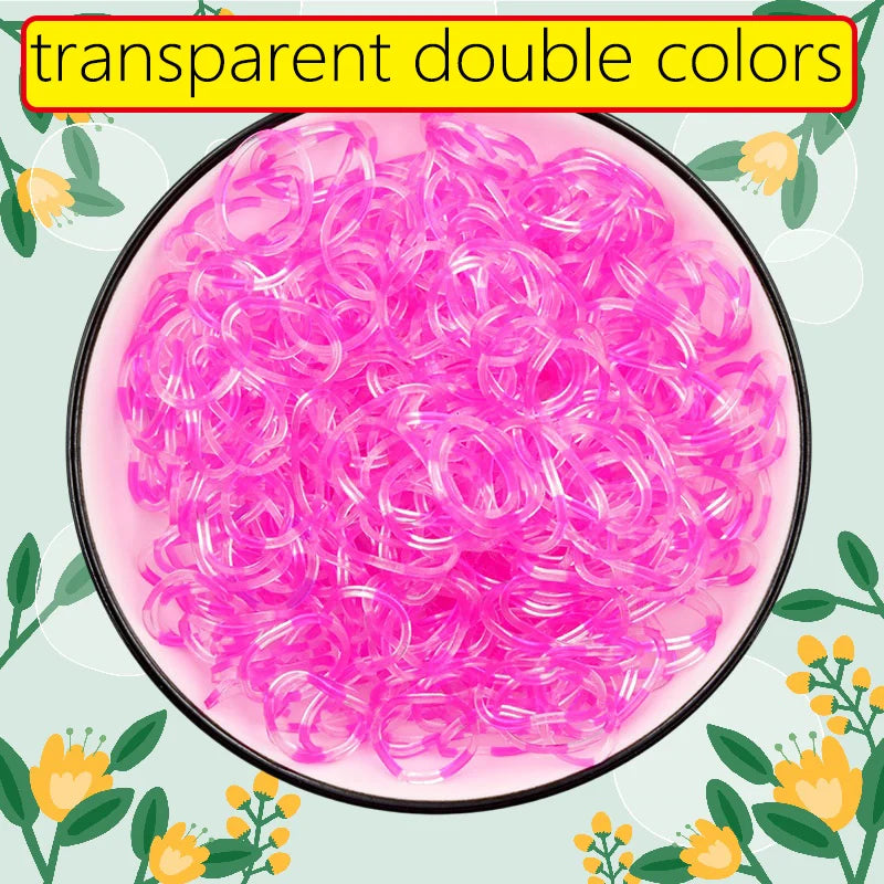 600pcs Colorful Rubber Loom Bands DIY Craft Kit Elastic Bracelet Set