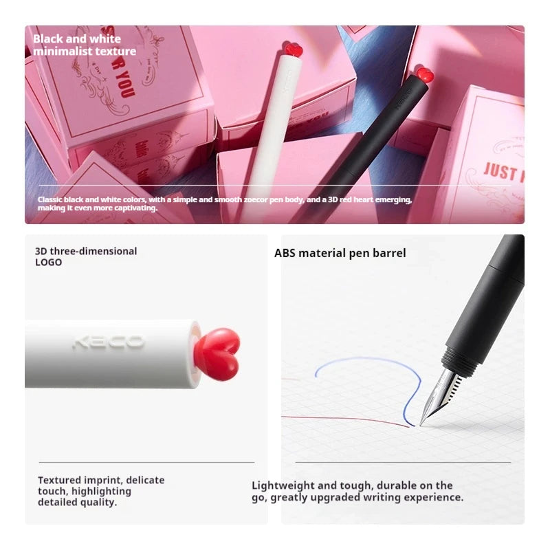 CowLost | product_id-kaco-first-love-fountain-pen-rotating-cap-ef-fine-nib-pocket-size-black-white-smooth-writing-calligraphy-gift |6