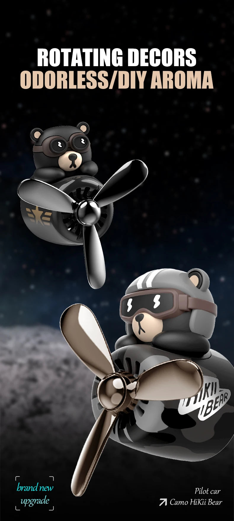 CowLost | product_id-unscented-diy-car-vent-diffuser-with-rotating-propeller-pilot-bear-ornament |7