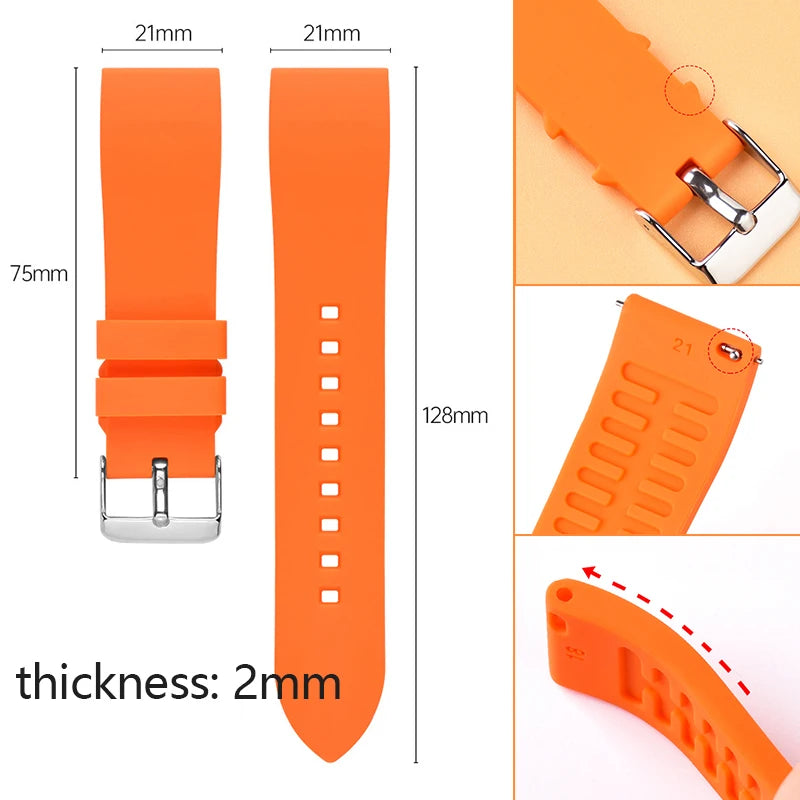 Silicone Watch Strap for Huawei Smartwatch & Rolex Water Ghost Waterproof Sports Wristband
