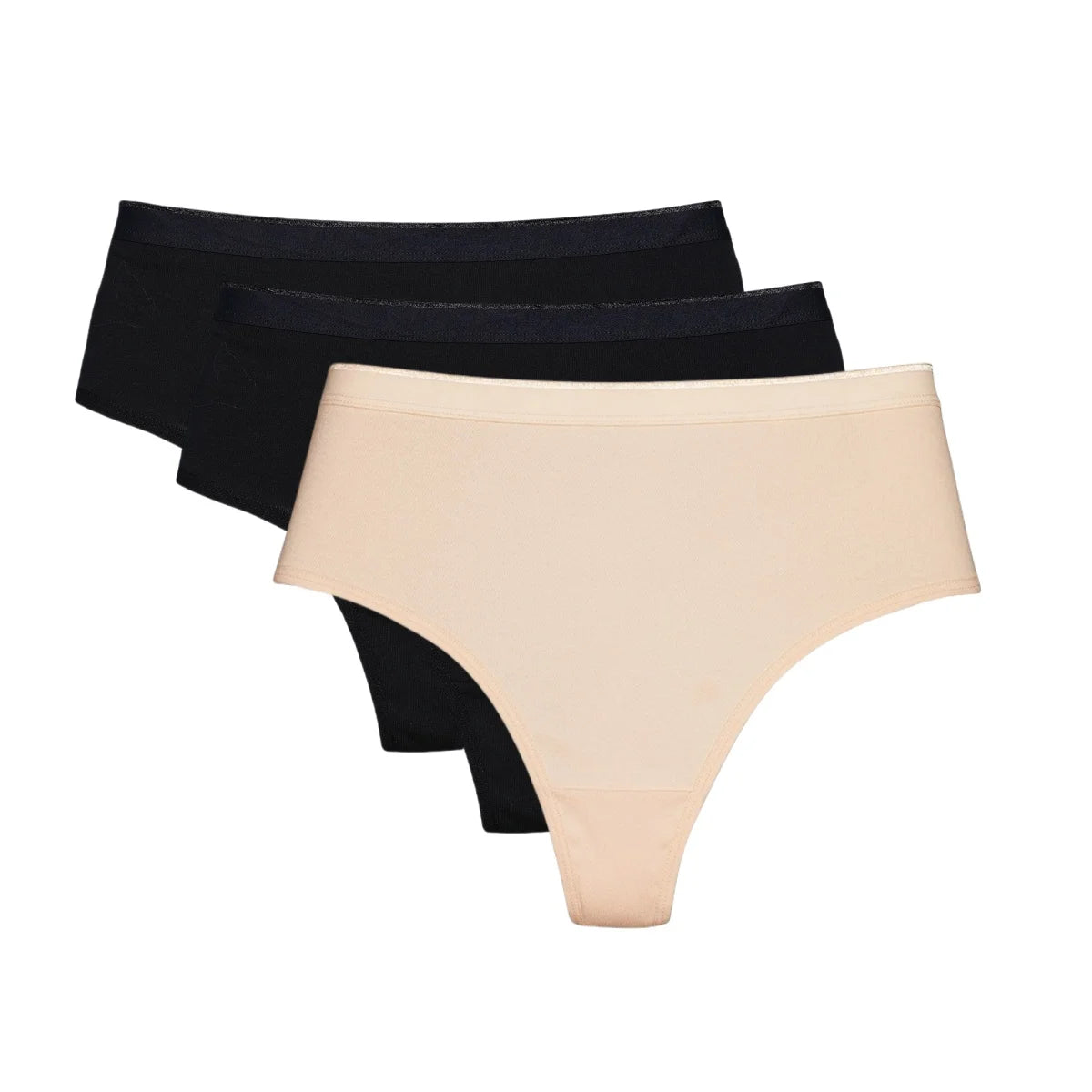 CowLost | product_id-3pcs-women-s-high-rise-cotton-g-string-thong-panties-solid-color-breathable |10