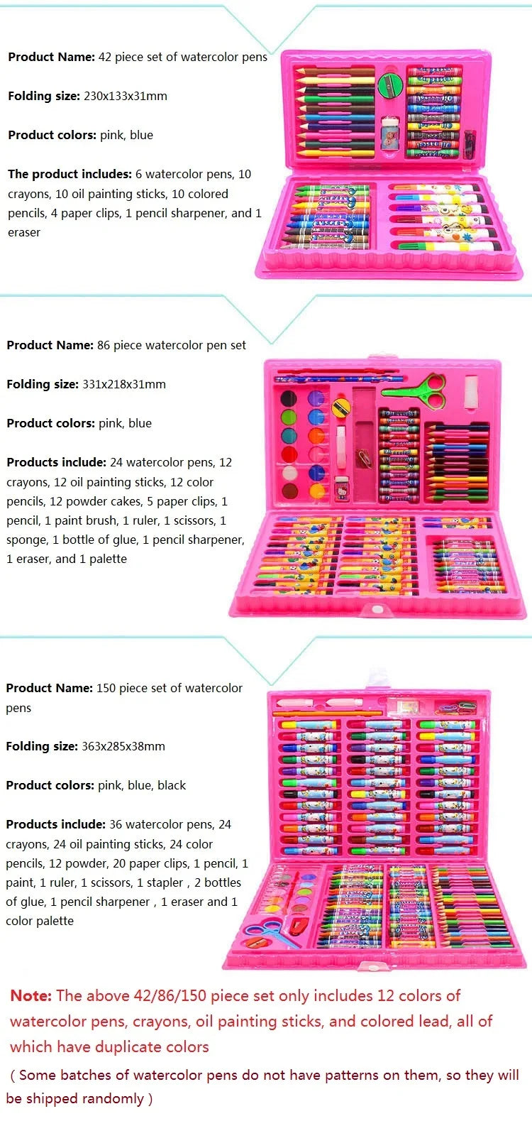 CowLost | product_id-42-208pcs-childrens-painting-brush-set-with-watercolor-pens-crayons-drawing-board-for-kids-art-supplies-gifts |7