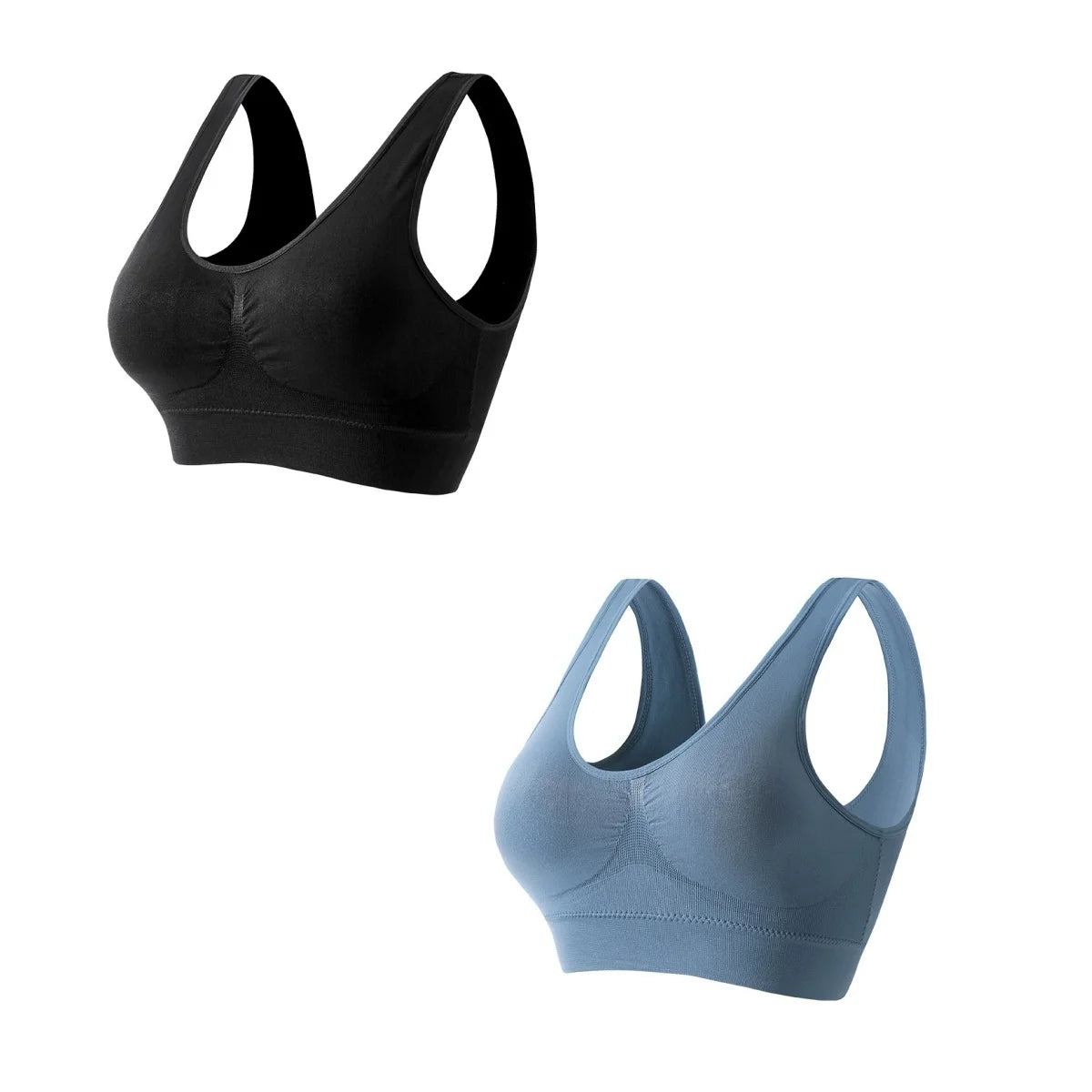 CowLost | product_id-2pcs-wireless-push-up-seamless-sports-bras-plus-size-crop-tops-for-women |5