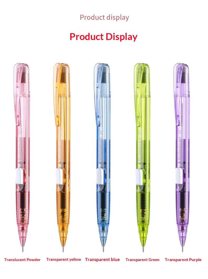 CowLost | product_id-pentel-pd105t-0-5mm-mechanical-pencil-break-resistant-lead-color-blocked-transparent-side-smooth-writing |14
