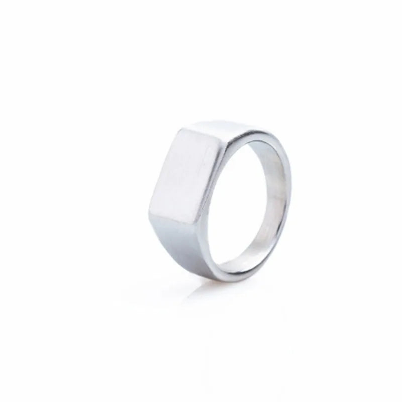 Titanium Steel Rectangular Pattern Ring for Men and Women Size 7-13 Valentine’s Day Gift