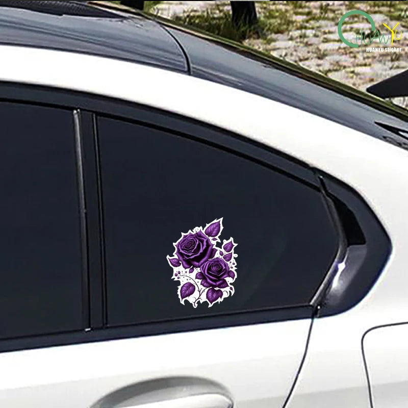 CowLost | creative-purple-rose-cartoon-car-sticker |4