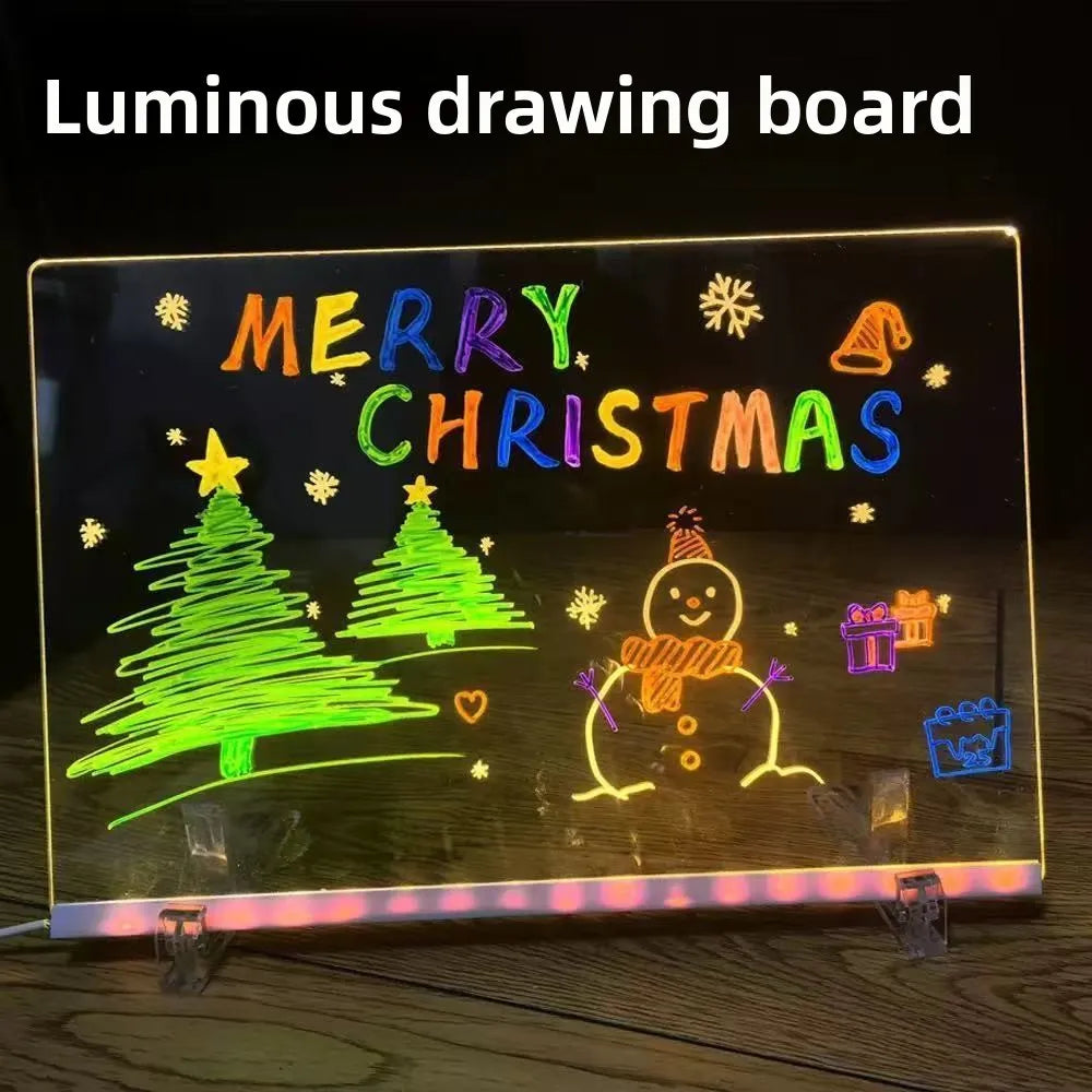DIY LED Acrylic Drawing Board with Color Pens and Night Light