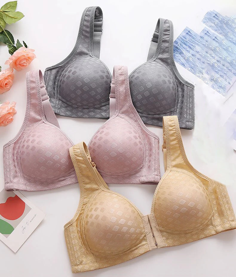 CowLost | product_id-fallsweet-plus-size-plaid-seamless-wireless-front-closure-push-up-bra |10