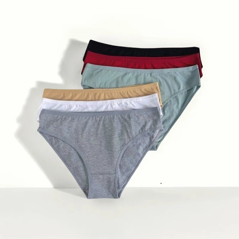 CowLost | product_id-6pcs-women-seamless-cotton-briefs-m-xl-solid-color-comfortable-panties |3