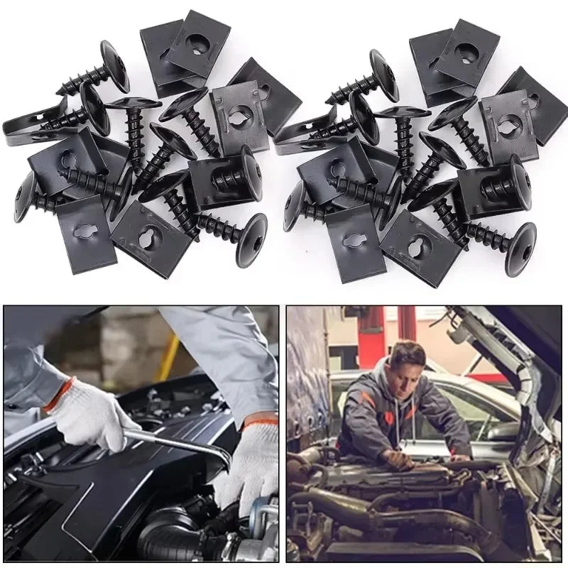 CowLost | product_id-60-40-20pcs-car-motorcycle-metal-u-type-screw-tapping-clips-with-anti-rust-buckles |3