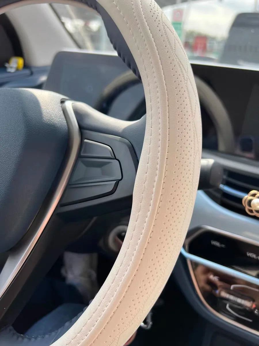 CowLost | napa-leather-perforated-patchwork-car-steering-wheel-cover-1 |21