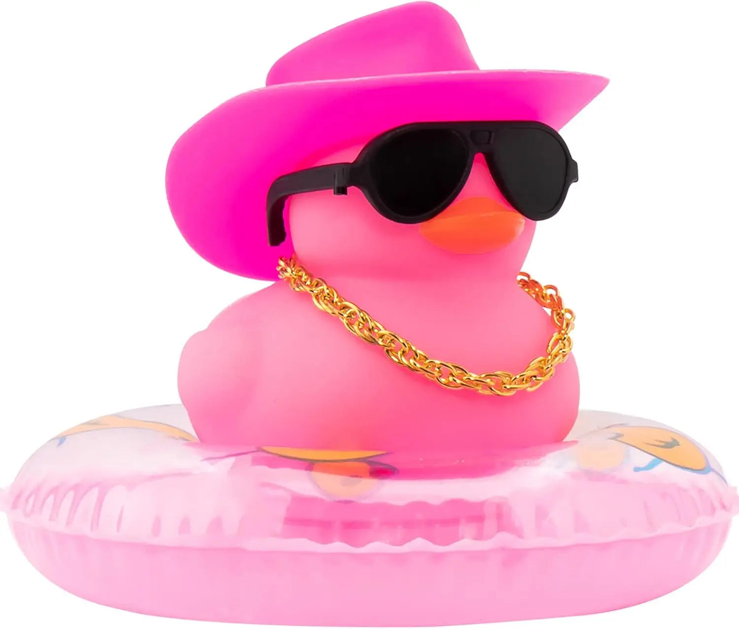 CowLost | product_id-car-cowboy-rubber-duck-dashboard-ornament-with-hat-heart-glasses-and-chain-pink |13