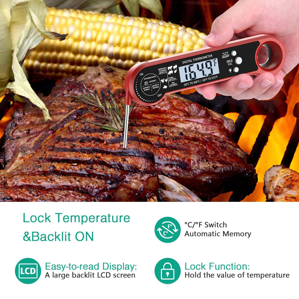 ORIA Digital Instant Read Meat Thermometer with LCD Backlight for Kitchen and BBQ