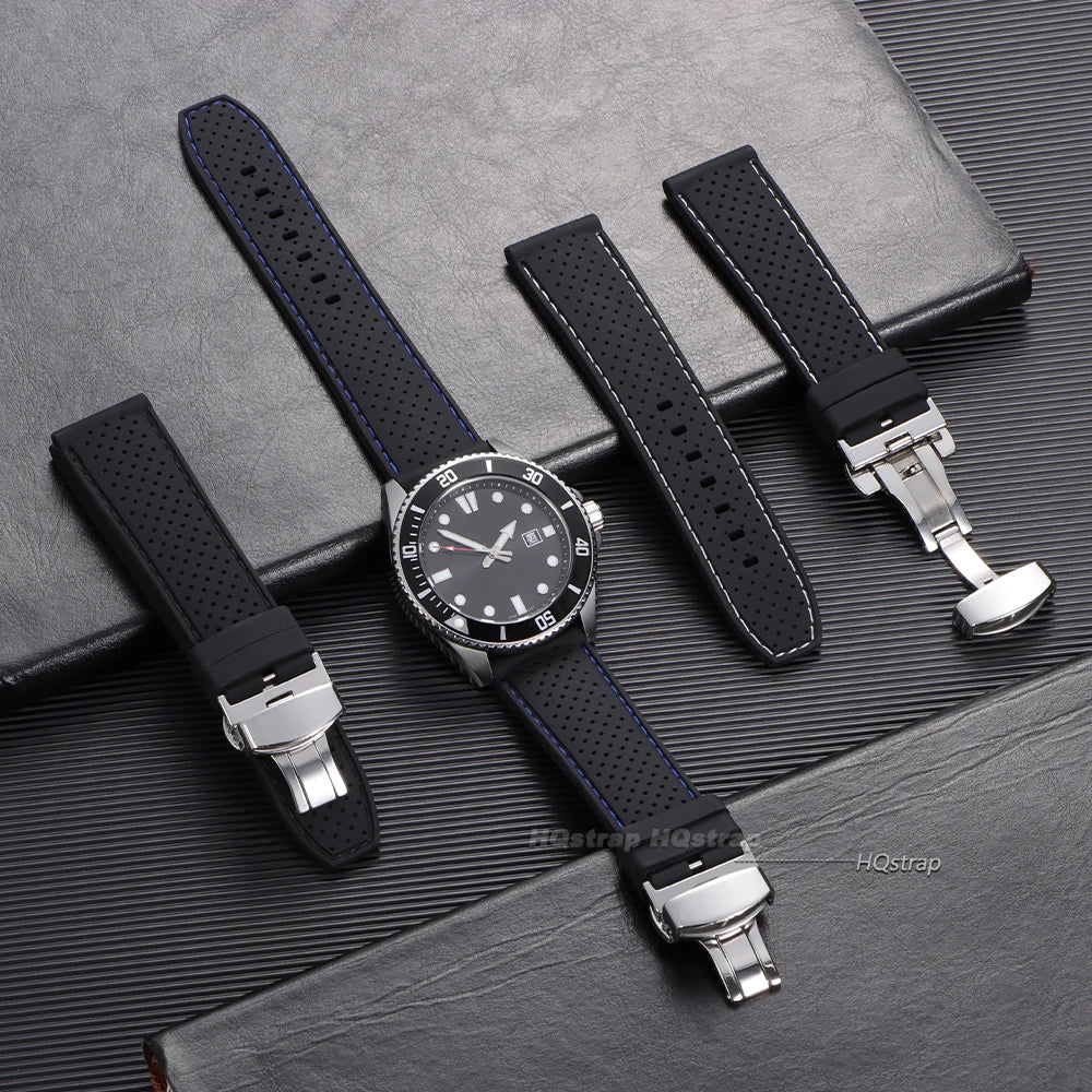 CowLost | product_id-20mm-22mm-breathable-waterproof-silicone-watch-strap-with-butterfly-buckle-for-men-and-women |4