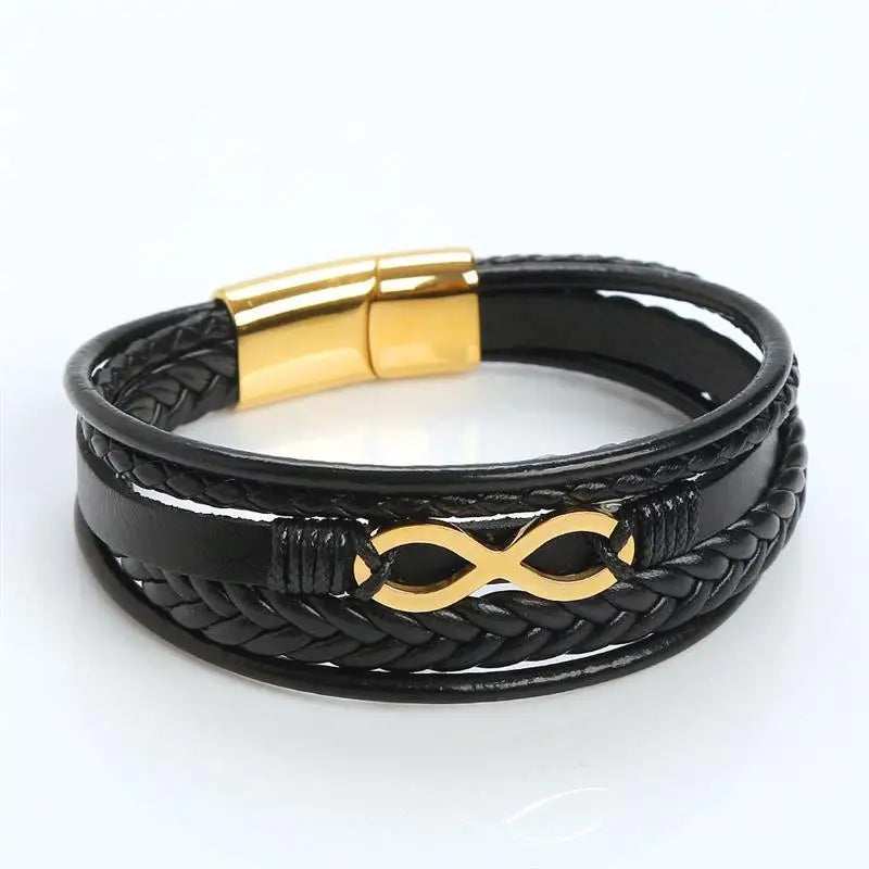 CowLost | infinity-symbol-charm-multi-layer-leather-bracelet-for-men |3