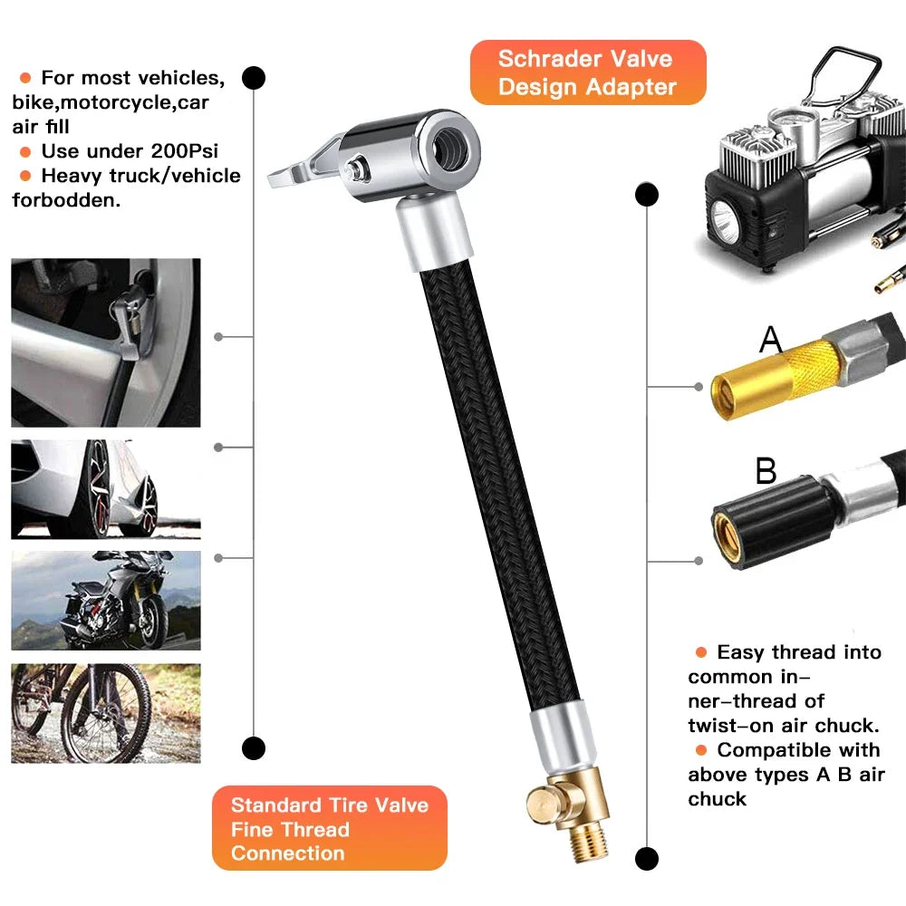 CowLost | 10-20-40-60cm-car-tire-inflator-hose-inflatable-air-pump-extension |2