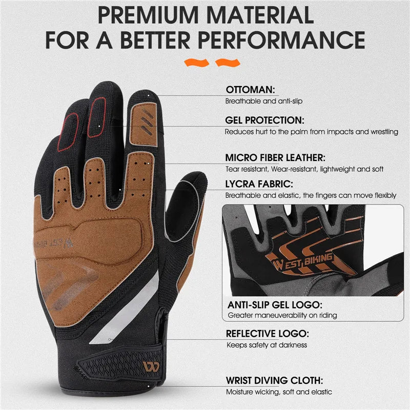 CowLost | west-biking-touch-screen-bicycle-gloves-motorcycle-men-women-full-finger-riding-racing-gym-fitness-cycling-mtb-road-sport-gloves |10
