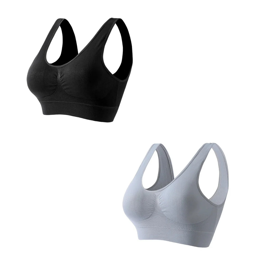 CowLost | product_id-2pcs-wireless-push-up-seamless-sports-bras-plus-size-crop-tops-for-women |4