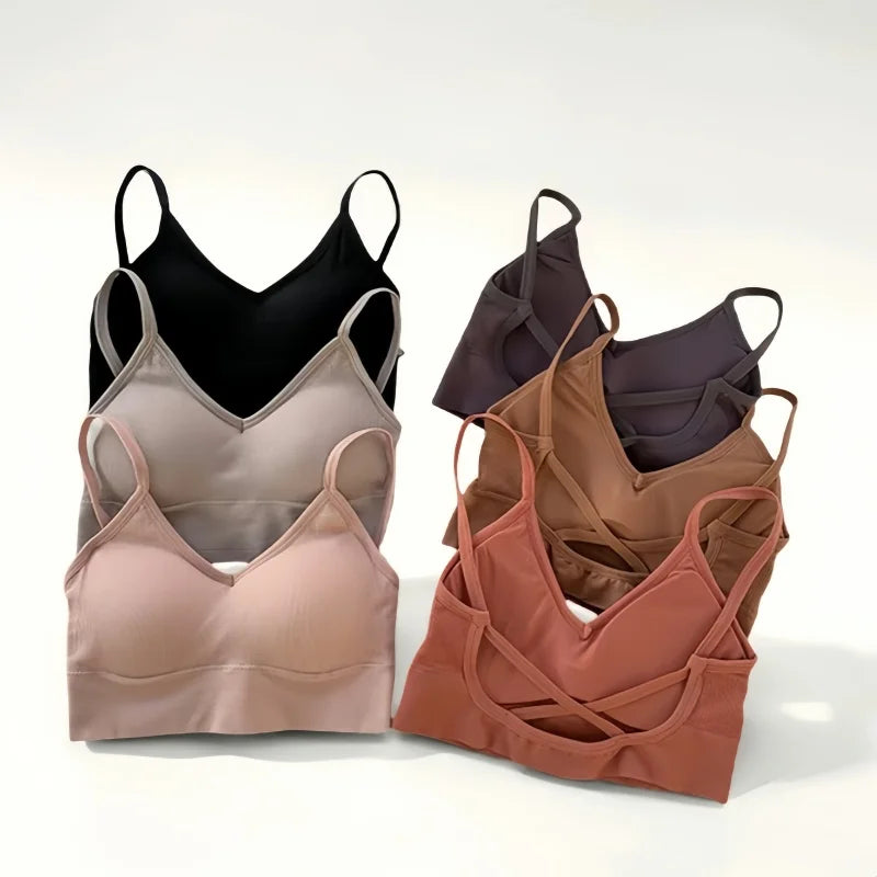 CowLost | women-tube-top-seamless-bra-crop-top-solid-color-sports-sexy-lingerie-active-bra-tops-underwear-with-removable-pads |2
