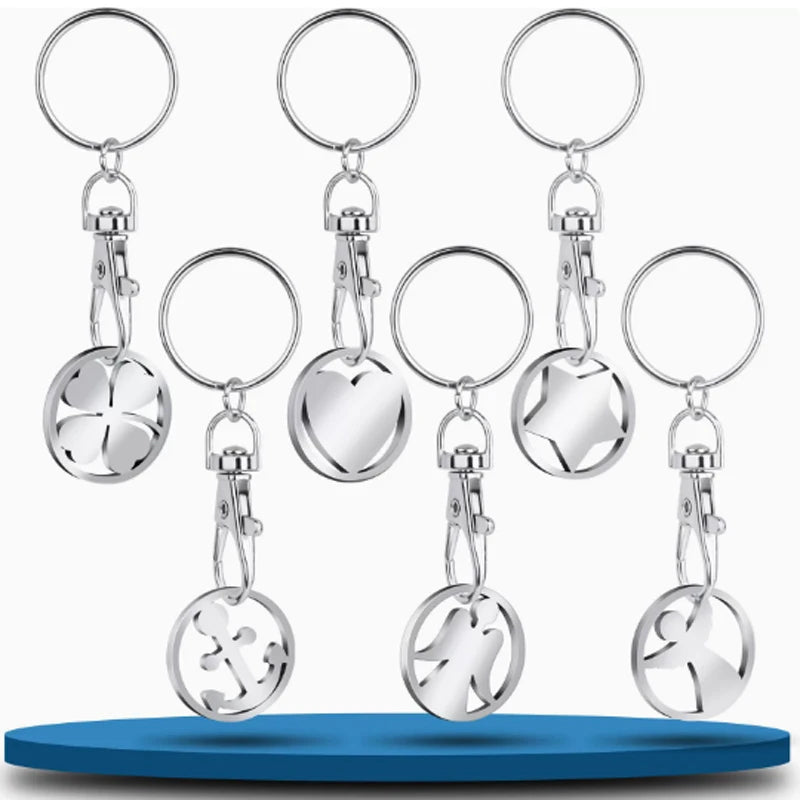 1/10PCS Stainless Steel Shopping Cart Token Keychains Portable Trolley Coin Removers