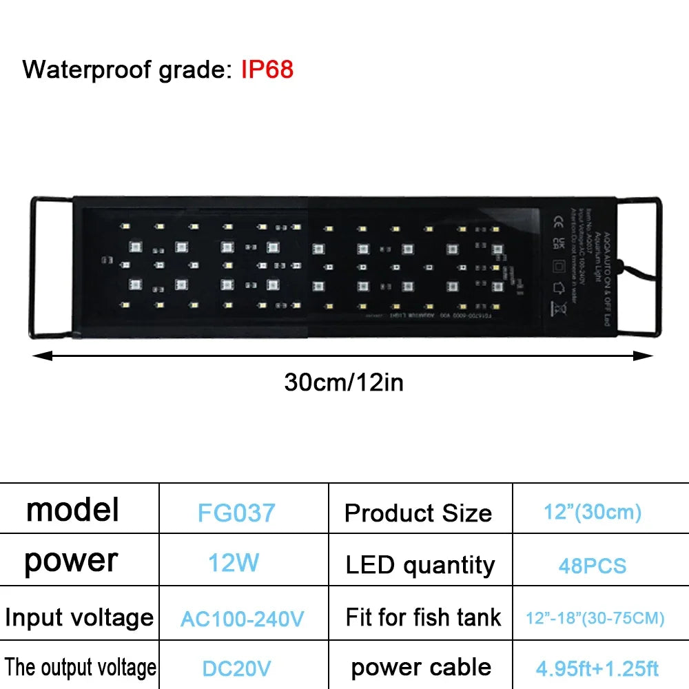 CowLost | toys-leewince-30-60cm-fish-tank-led-full-spectrum-24-7-lighting-ip68-waterproof |17