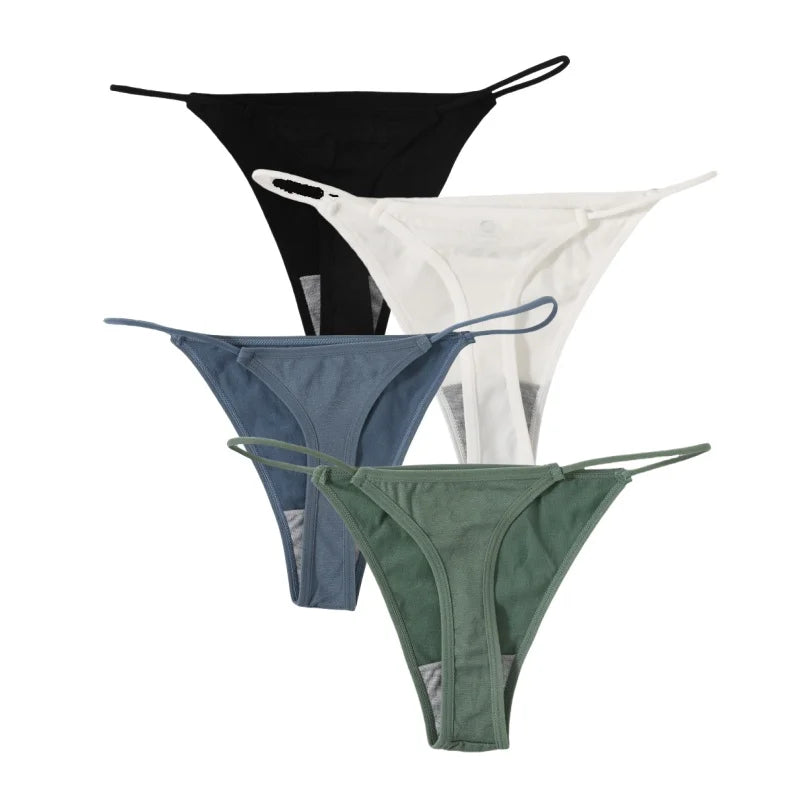 CowLost | product_id-4pcs-women-seamless-low-rise-solid-color-g-string-bikini-panties-t-back |32