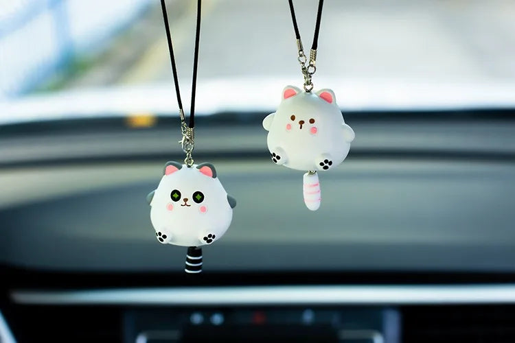CowLost | product_id-resin-chubby-anime-cat-rearview-mirror-pendant-with-wagging-tail-ornament-gift |10