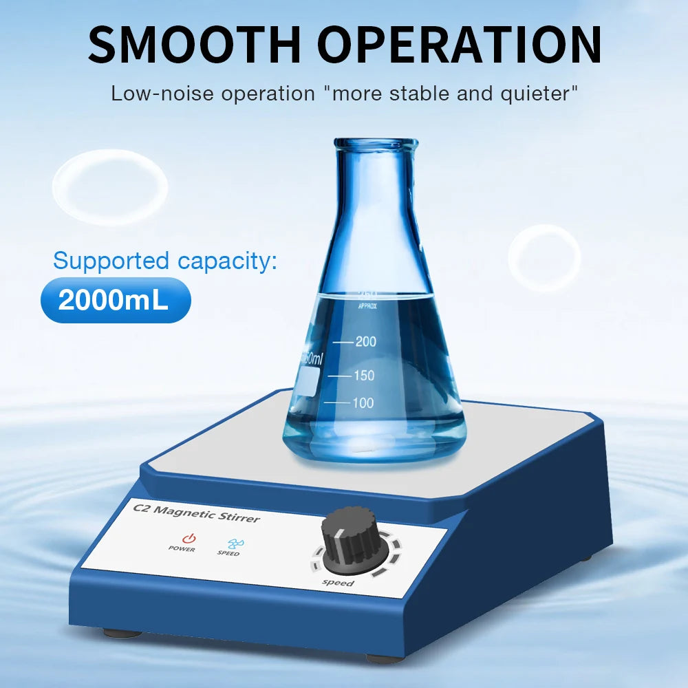 Magnetic Stirrer Lab Mixer 2500rpm Adjustable Speed with Stir Bar EU/US Plug