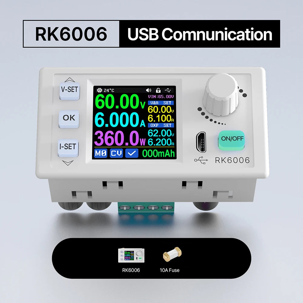 JUANJUAN RK6006-BT 4-Digit 60V 6A DC-DC Adjustable Buck Converter Power Supply