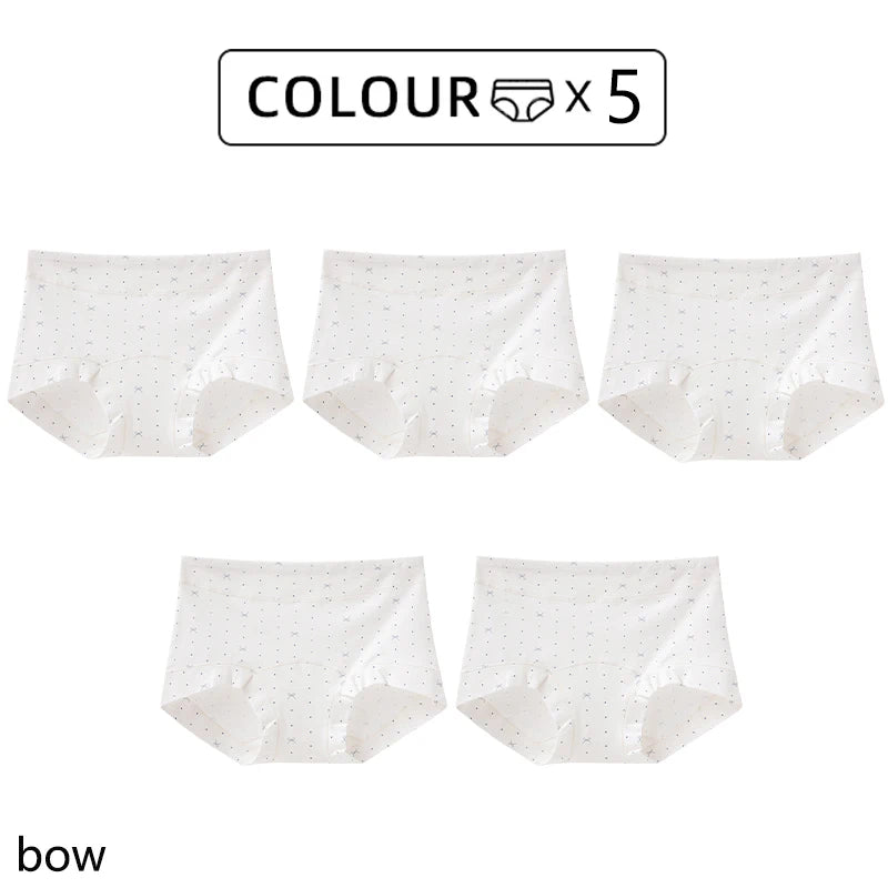 CowLost | product_id-fallsweet-5pcs-plus-size-womens-cotton-seamless-plaid-briefs-high-elastic-underwear |10