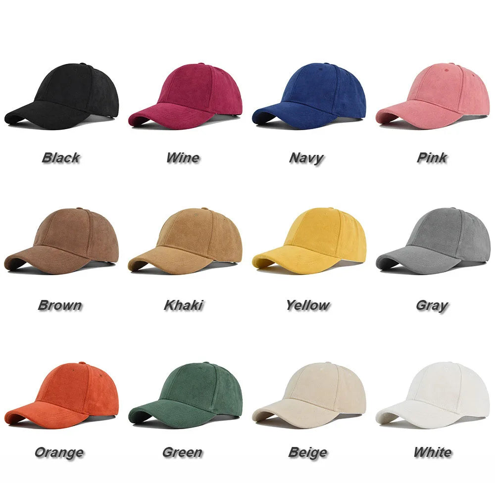 CowLost | solid-suede-retro-baseball-caps-for-men-women |2