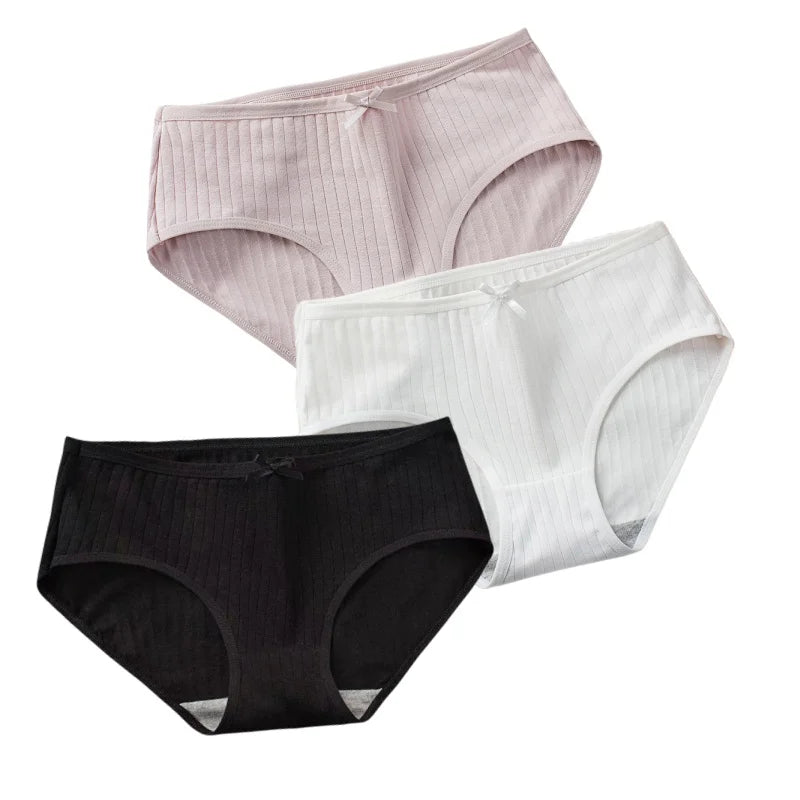 CowLost | product_id-3pcs-women-low-waist-solid-briefs-breathable-cotton-panties |32