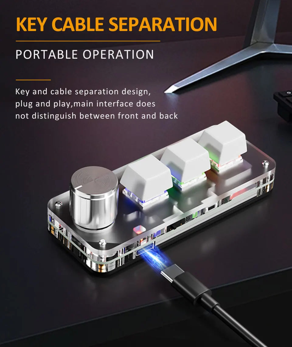CowLost | product_id-2-4g-bluetooth-mini-mechanical-keyboard-3-key-with-macro-knob-hot-plug |8