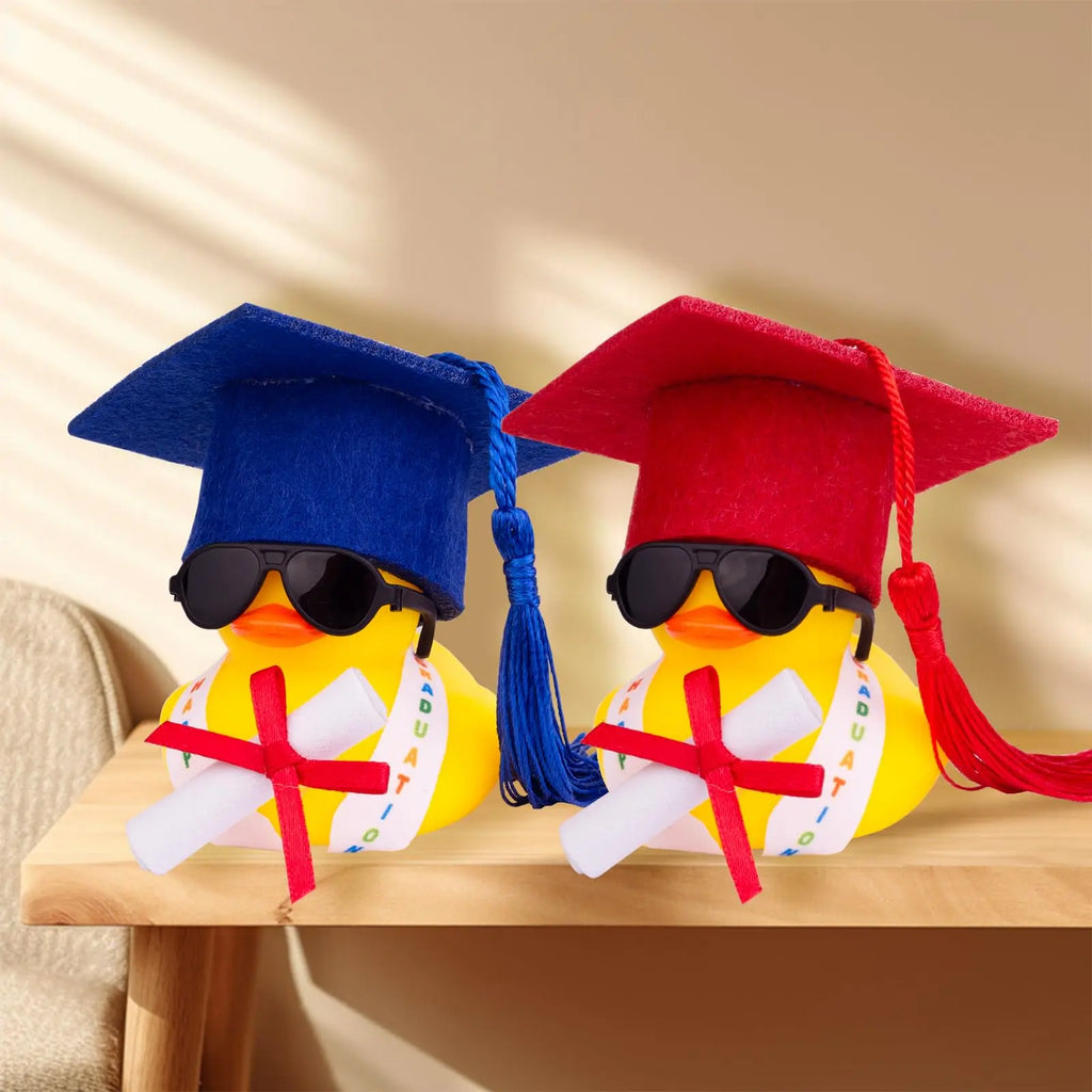 CowLost | product_id-graduation-rubber-duck-car-ornament-set-with-mini-hat-and-glasses |7